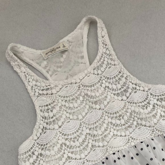 Abercrombie & Fitch Lace Detail White/Black Racer Back Sleeveless Top - Picture 3 of 9